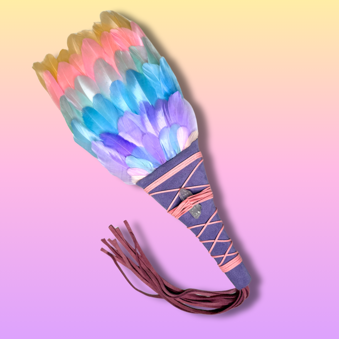 Rainbow Feather Smudge Fan